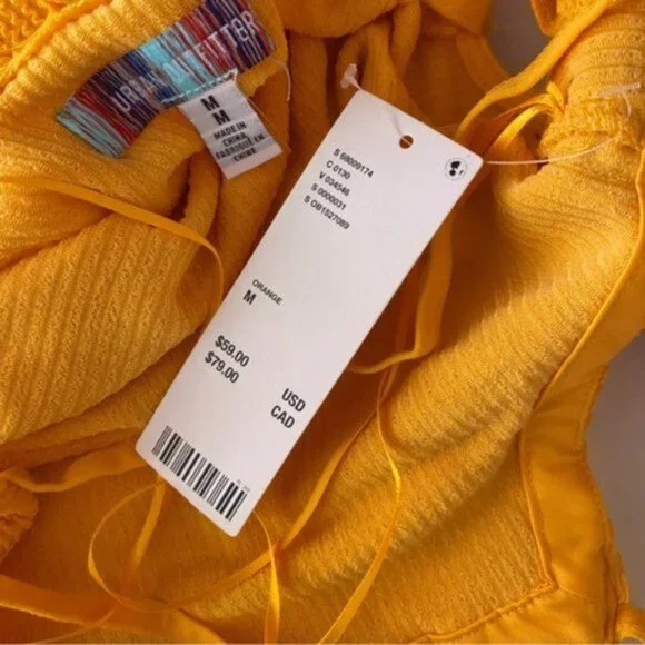 Urban Outfitters | Tyra Strappy Back Mini Dress Orange Textured Rib Knit Medium - Picture 14 of 16